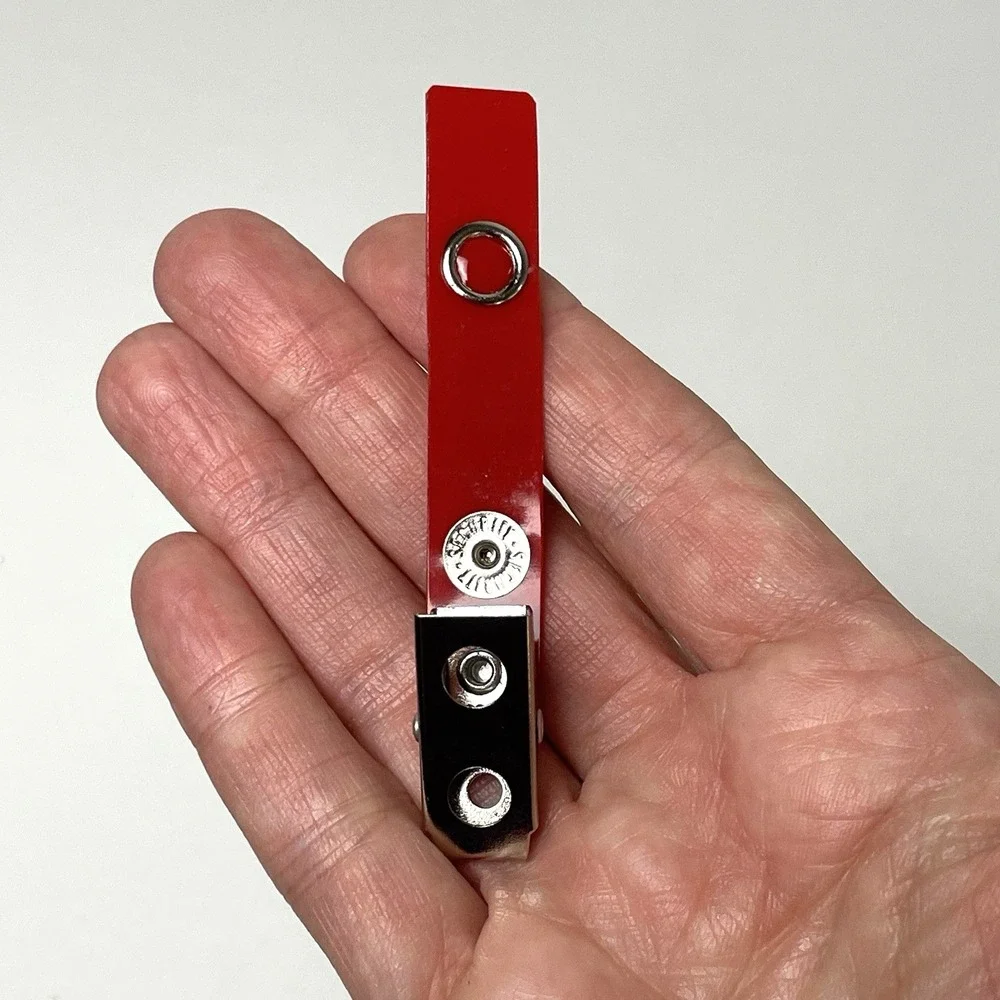 98 Pack Premium Badge Clips with Red Vinyl Strap & Metal Clip